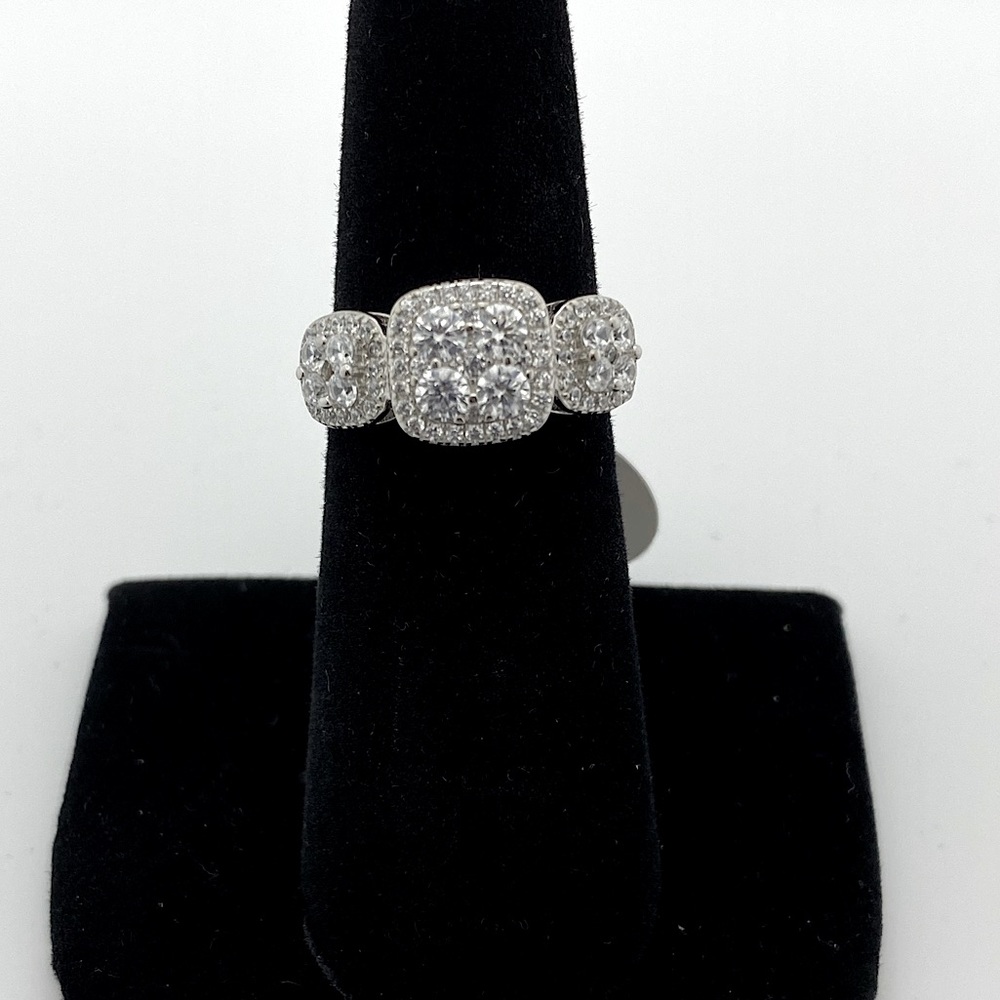 STERLING SILVER PAST PRESENT FUTURE CZ WEDDING RING 89MM WIDE